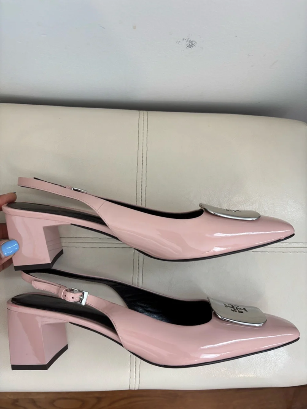 Tory Burch Georgia Slingback Pumps In Pink Patent Leather Size 9M